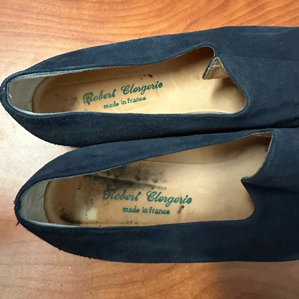 Robert Clergerie Black Suede Slip-On Loafers